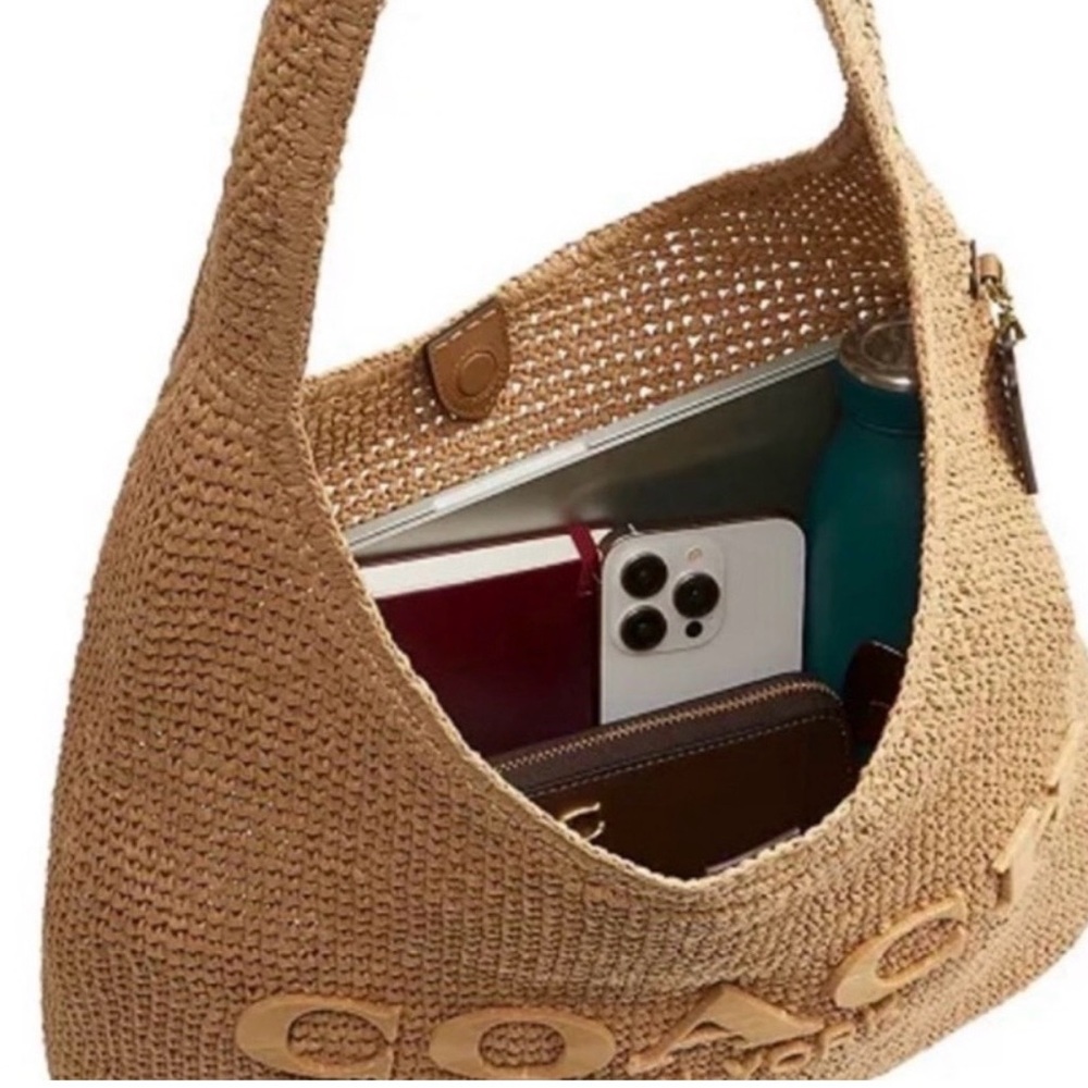 Coach Brooklyn Woven Straw Shoulder Bag - Picture 2 of 7